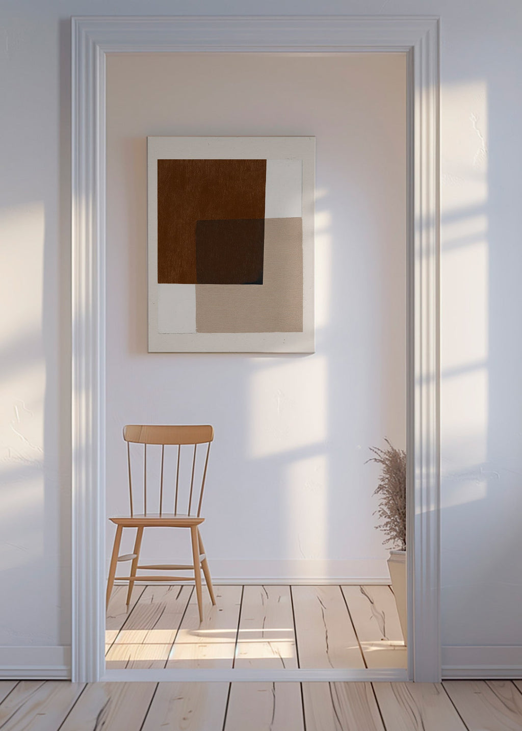 Minimalist design with earthy overlapping blocks