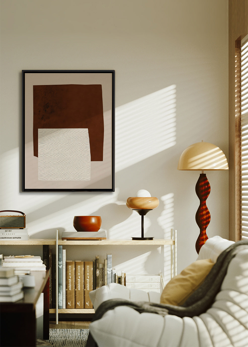 Minimalist design with brown and cream shapes