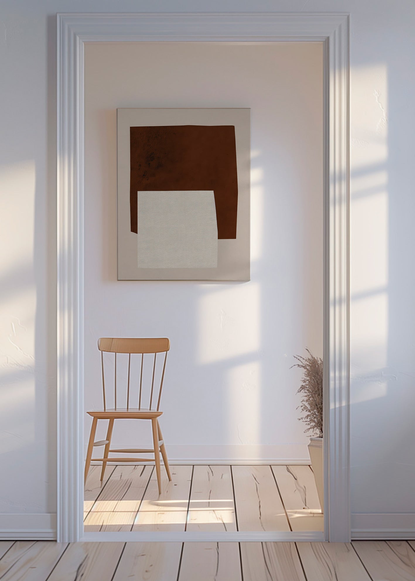 Minimalist design with brown and cream shapes