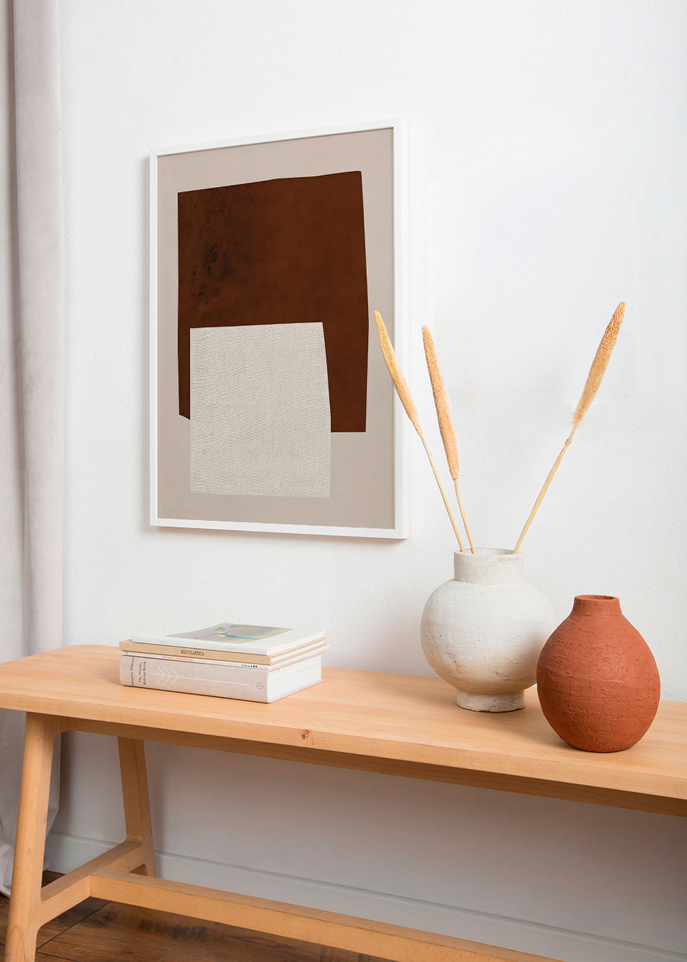 Minimalist design with brown and cream shapes