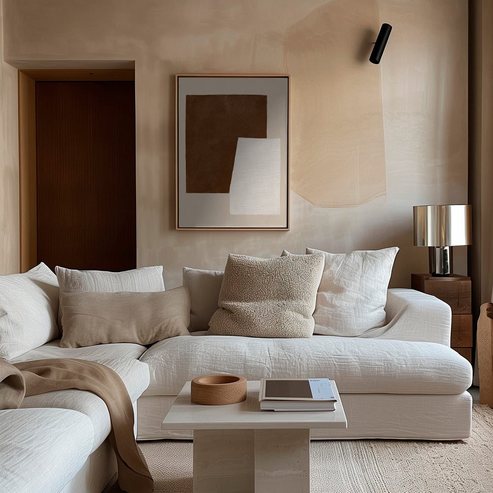 Abstract artwork with brown and cream textures