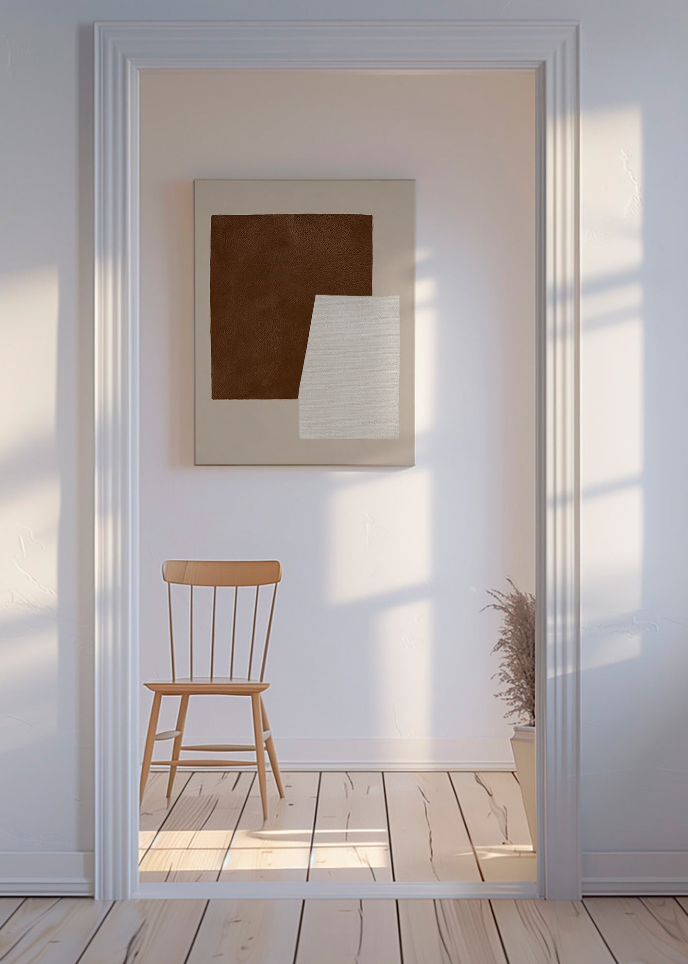 Abstract artwork with brown and cream textures