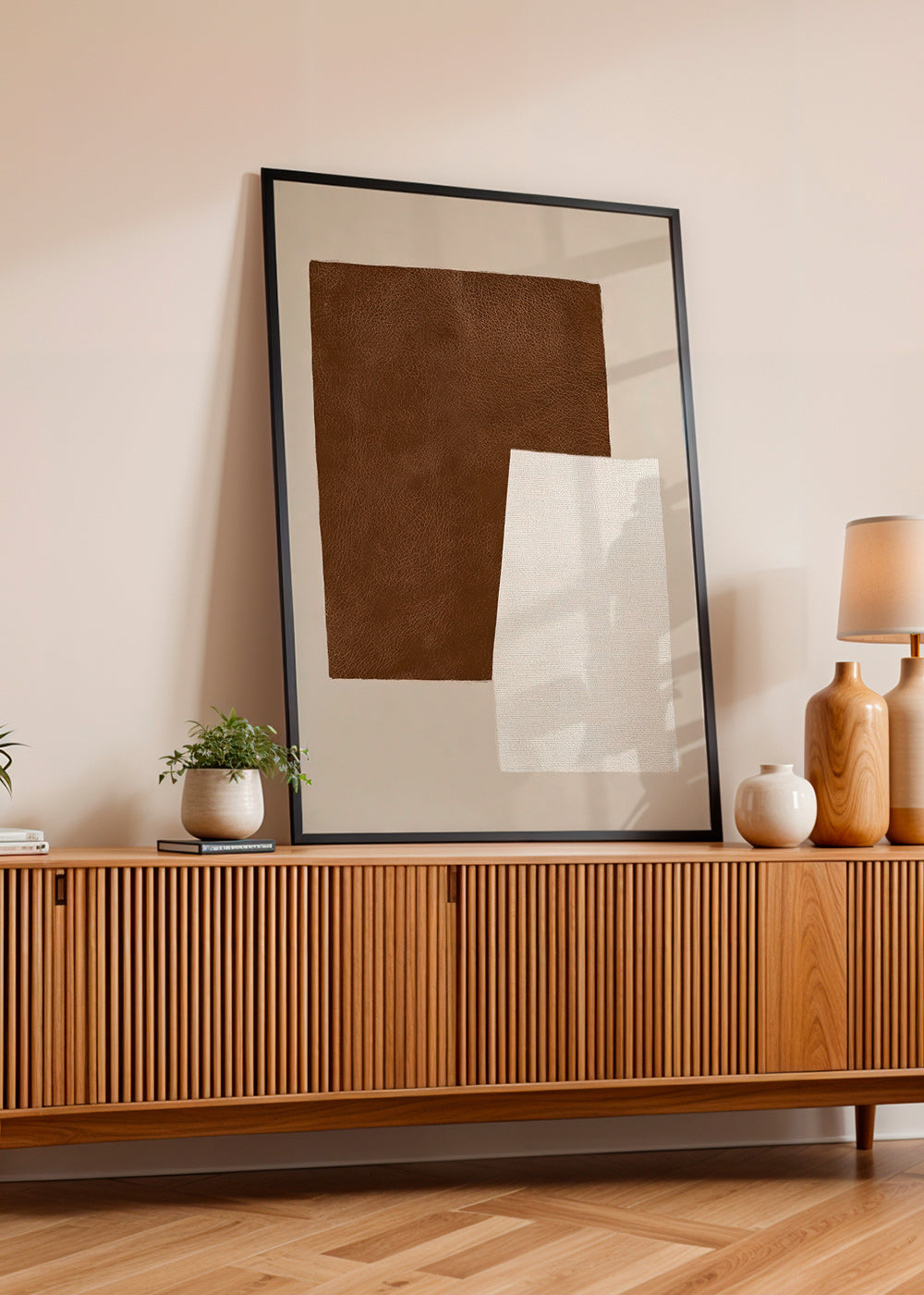 Abstract artwork with brown and cream textures