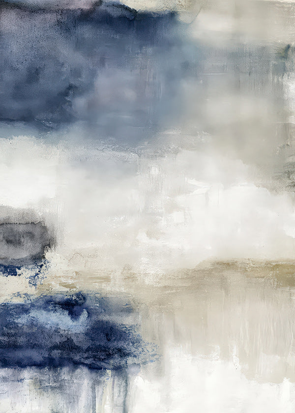Abstract painting in blue and beige