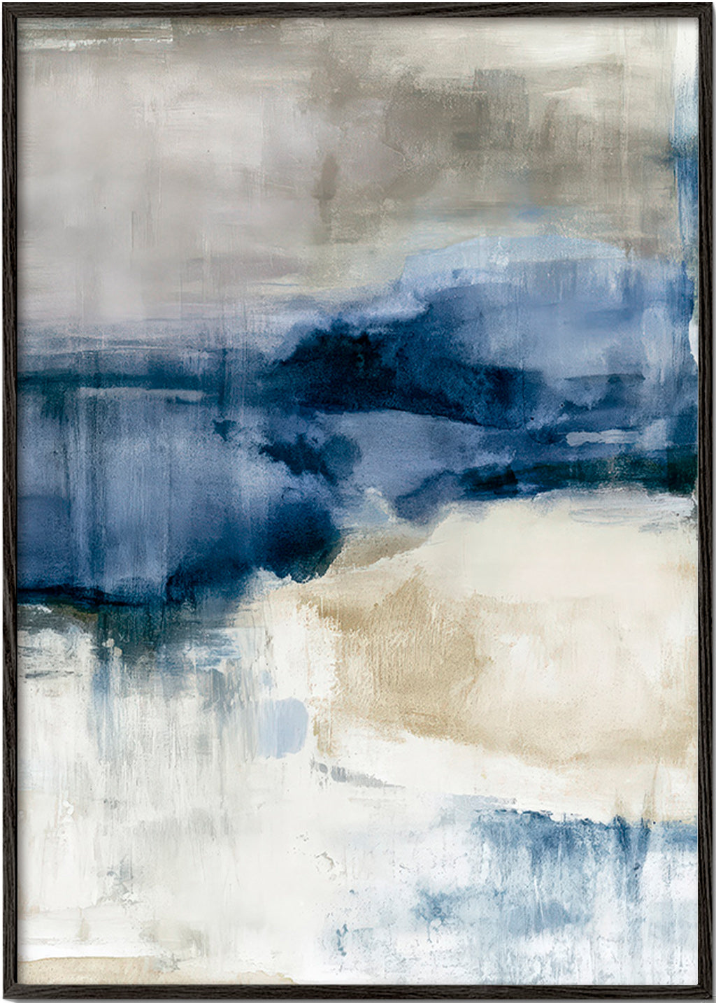 Abstract artwork winter fog with blue washes