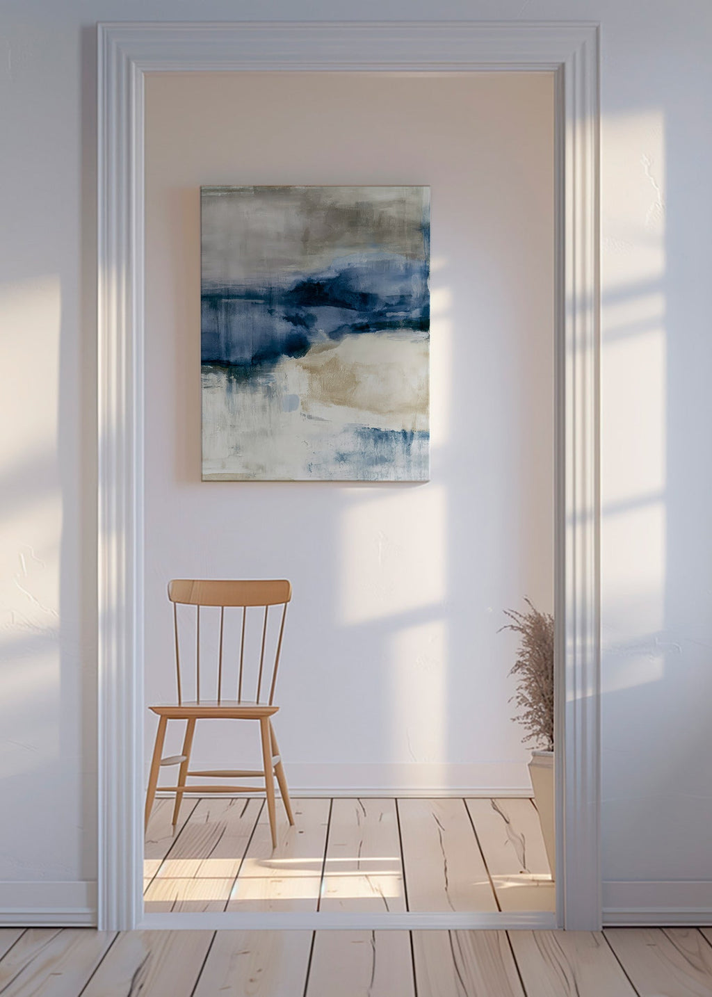 Abstract artwork winter fog with blue washes