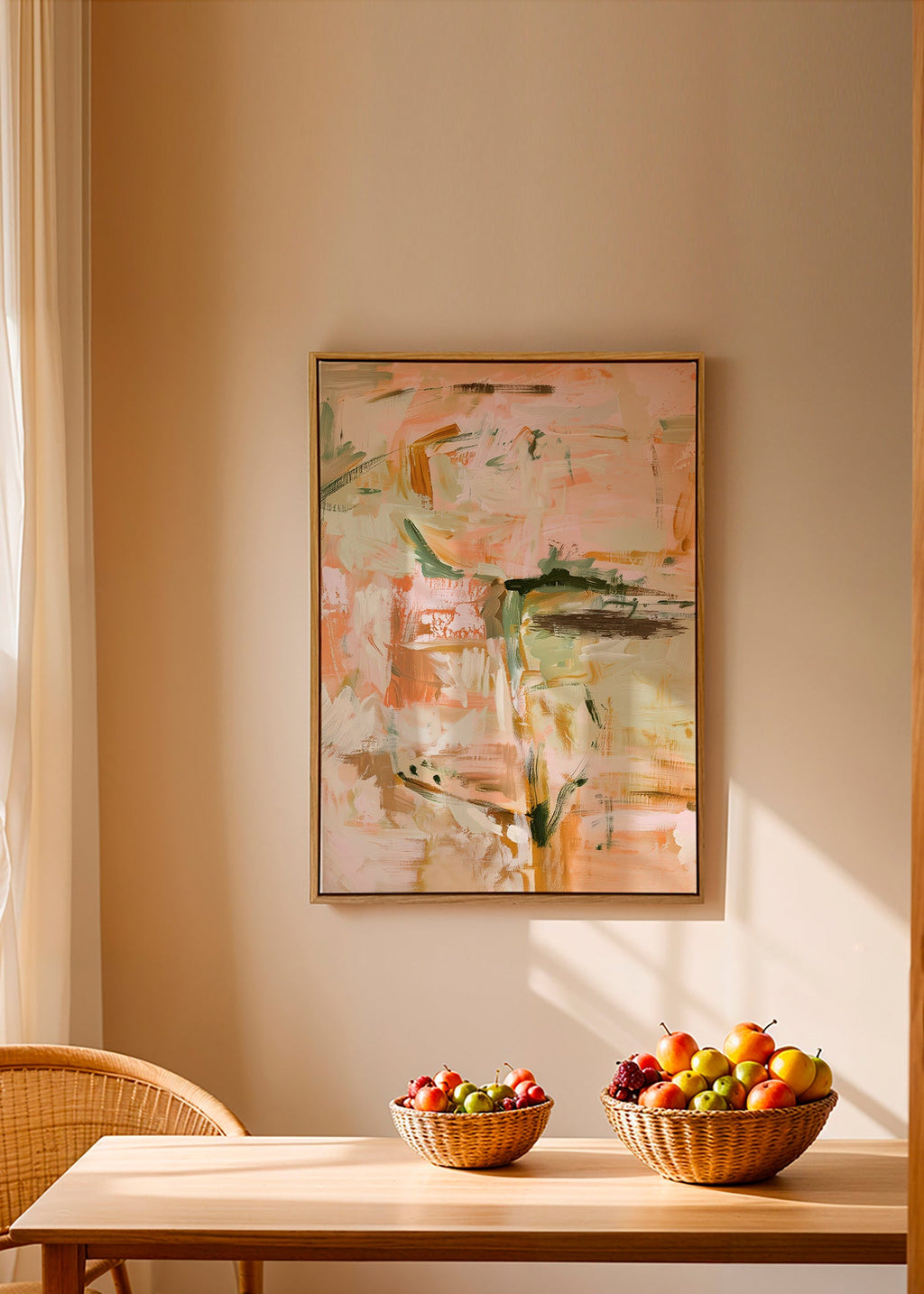 Botanical print with soft pastel strokes