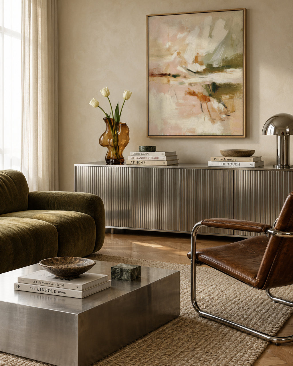 Ivory Motion - Framed canvas in an interior