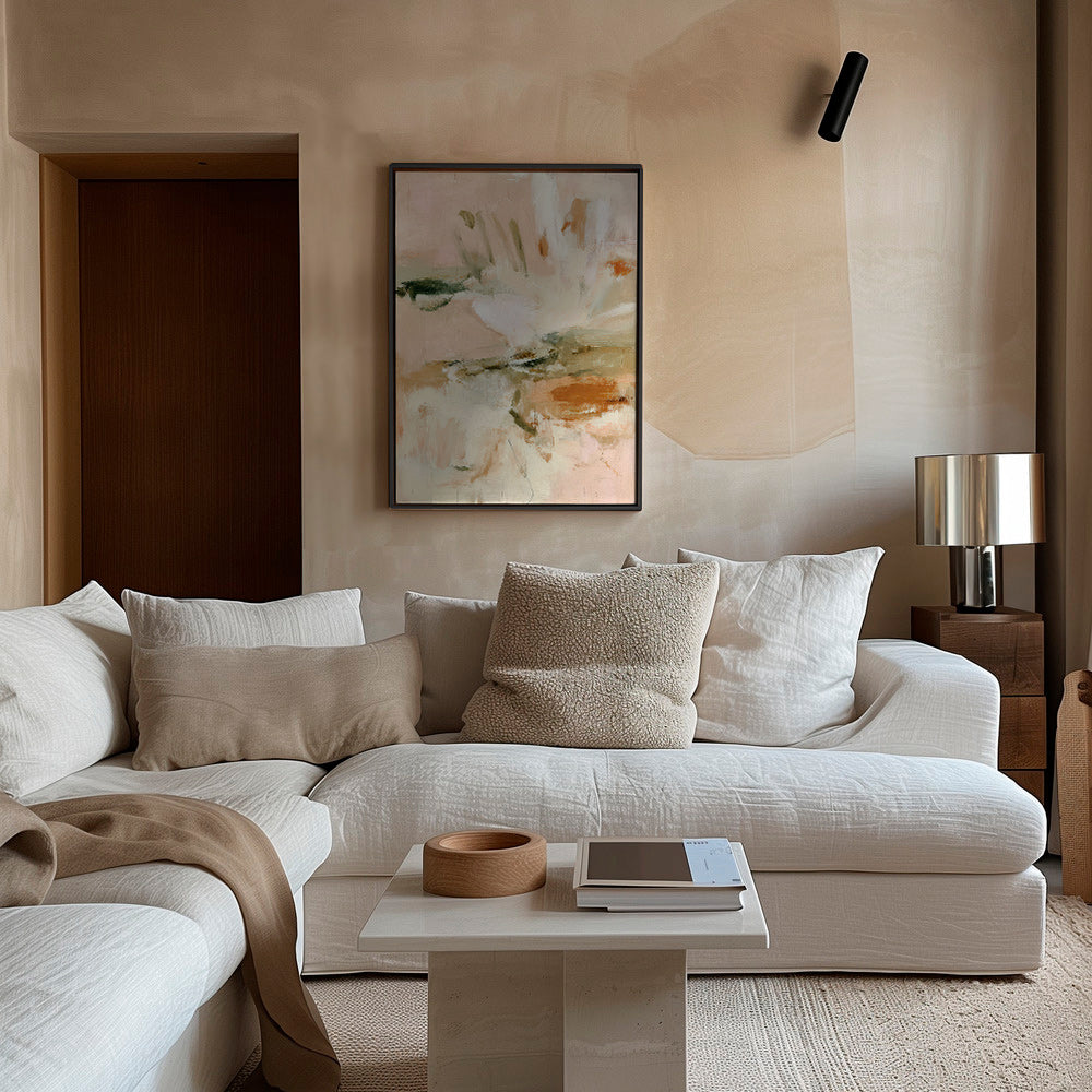 Botanical print: abstract study in pink and beige