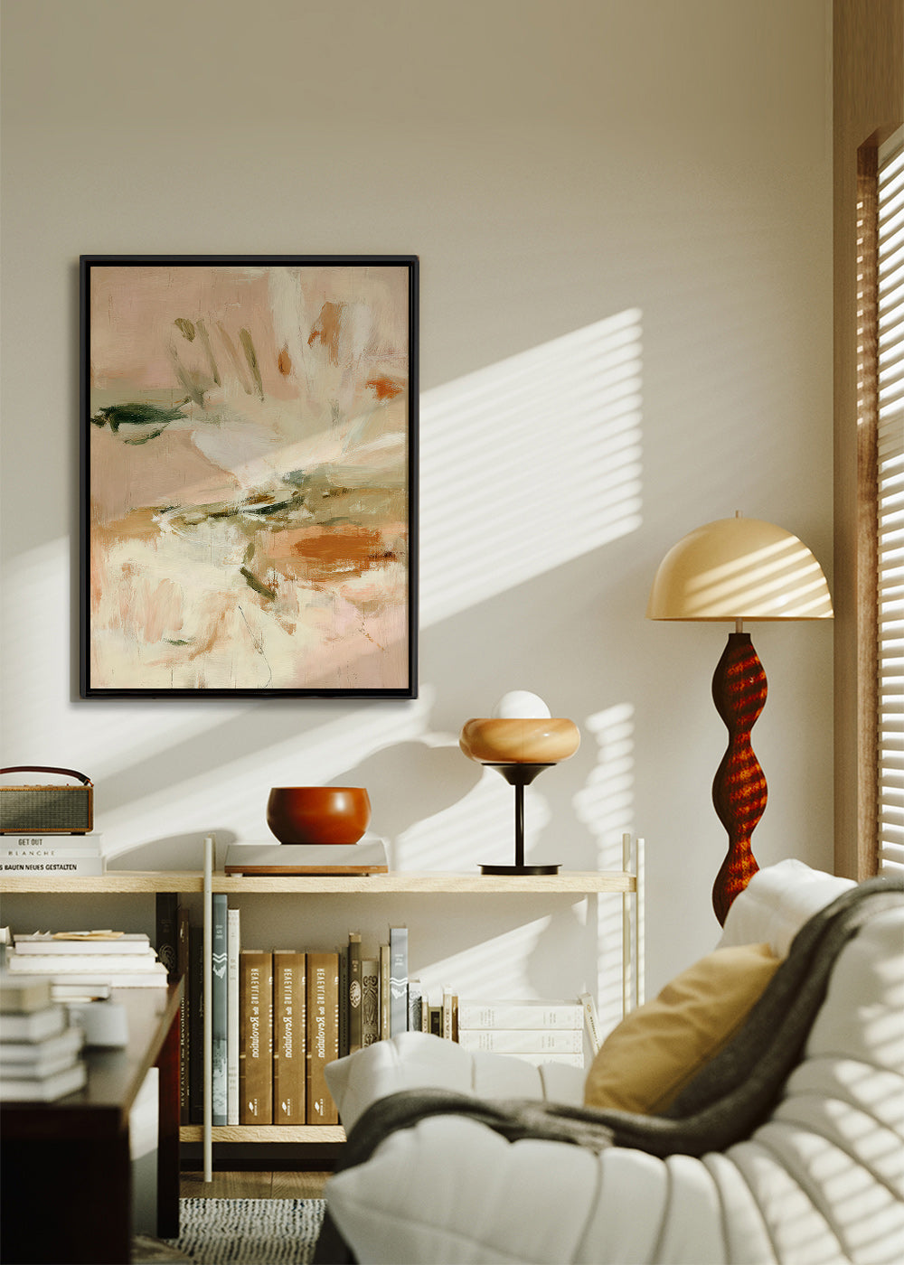 Botanical print: abstract study in pink and beige