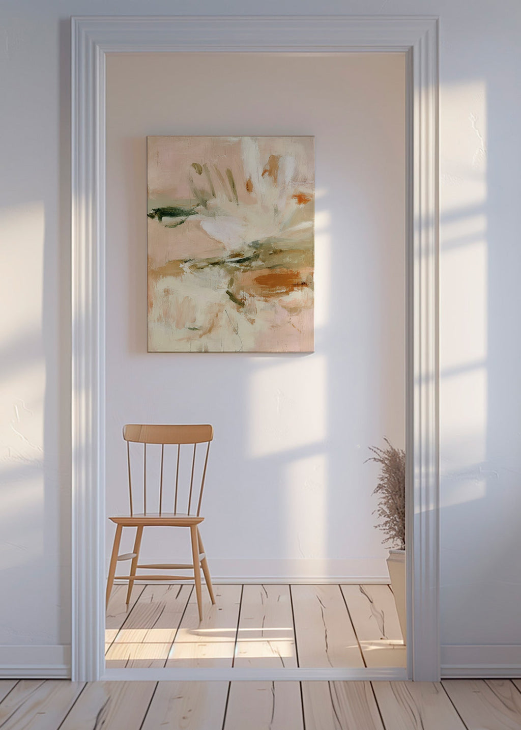 Botanical print: abstract study in pink and beige