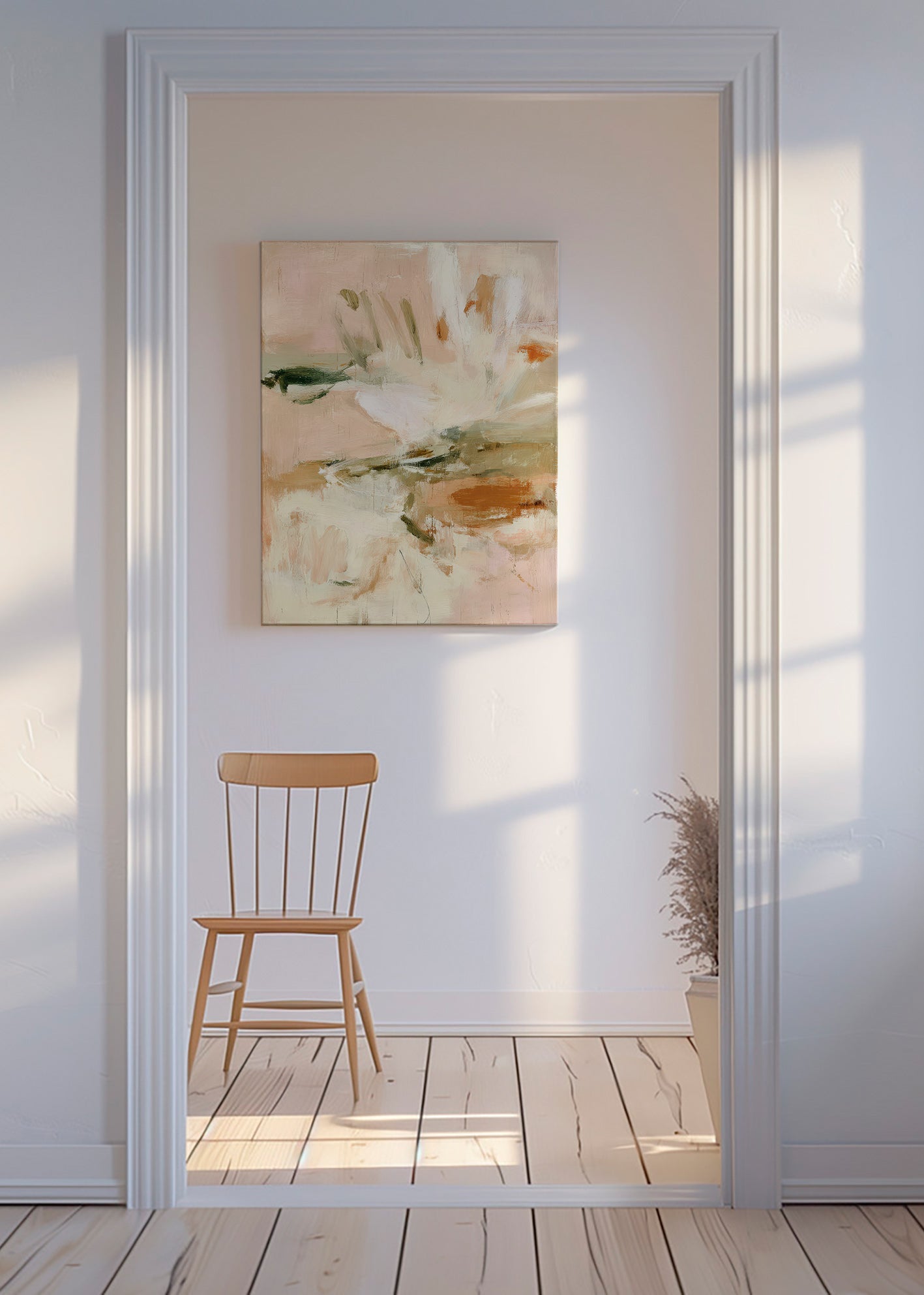 Botanical print: abstract study in pink and beige