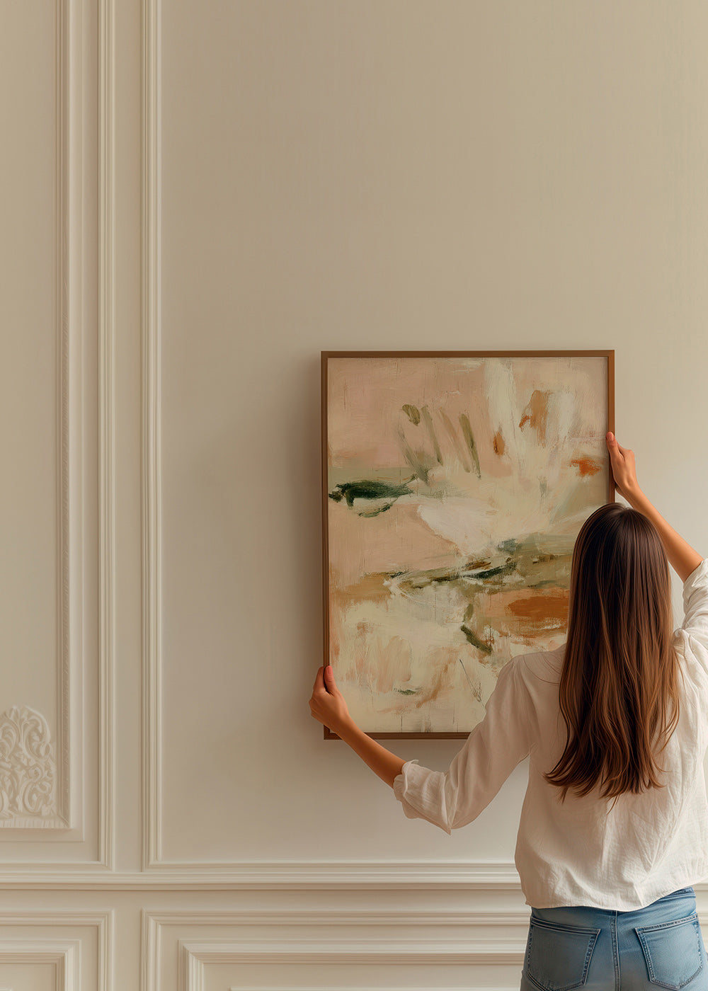Botanical print: abstract study in pink and beige