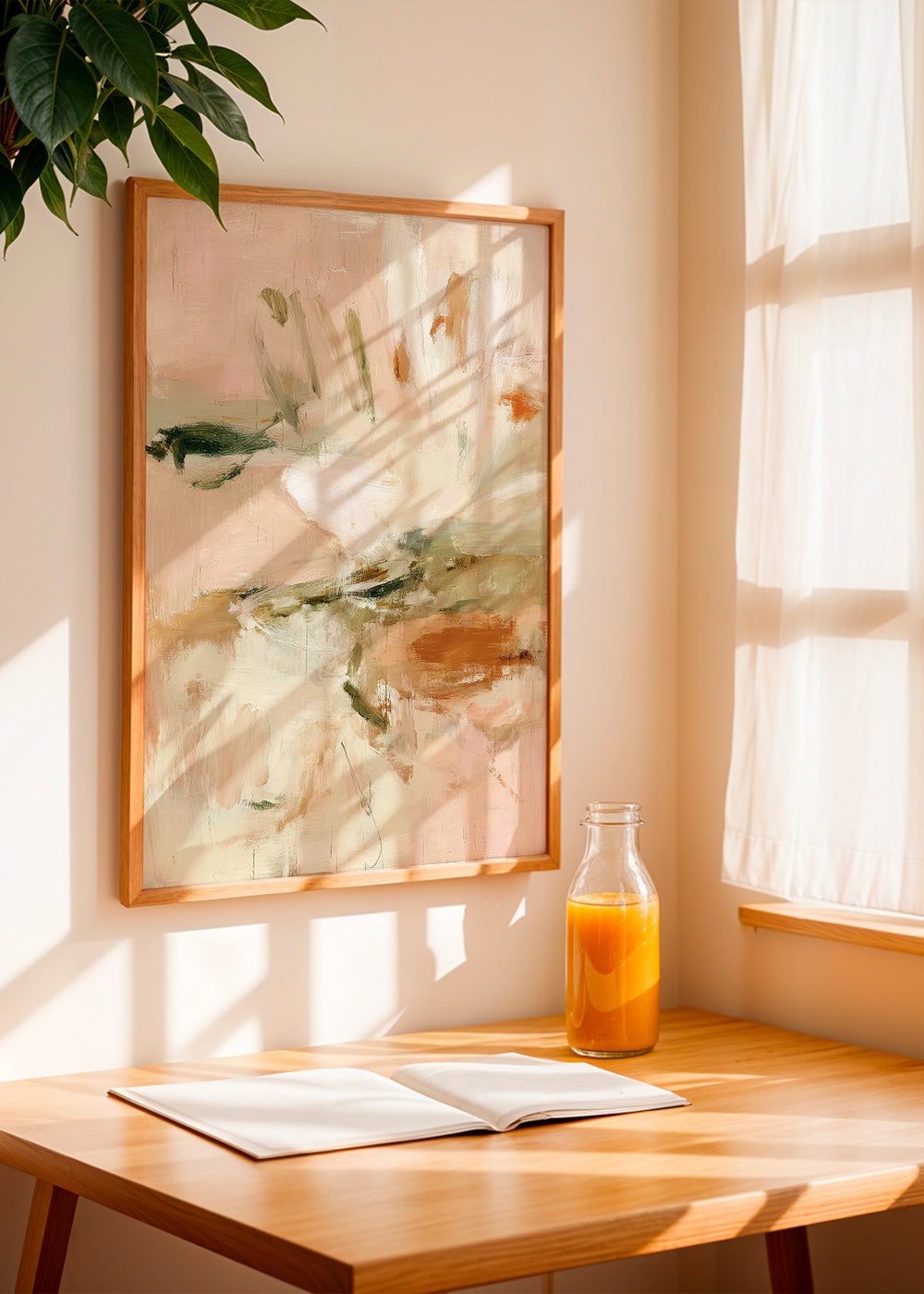 Botanical print: abstract study in pink and beige