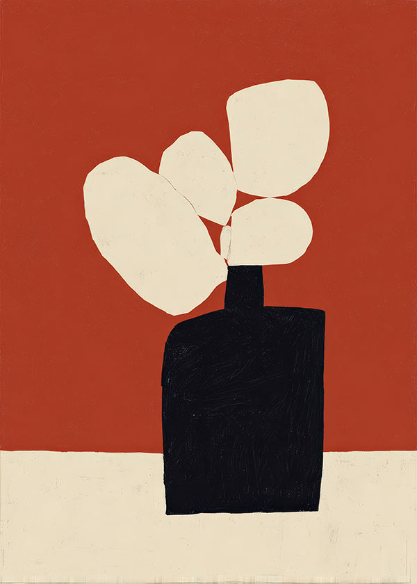 Botanical print with black vase