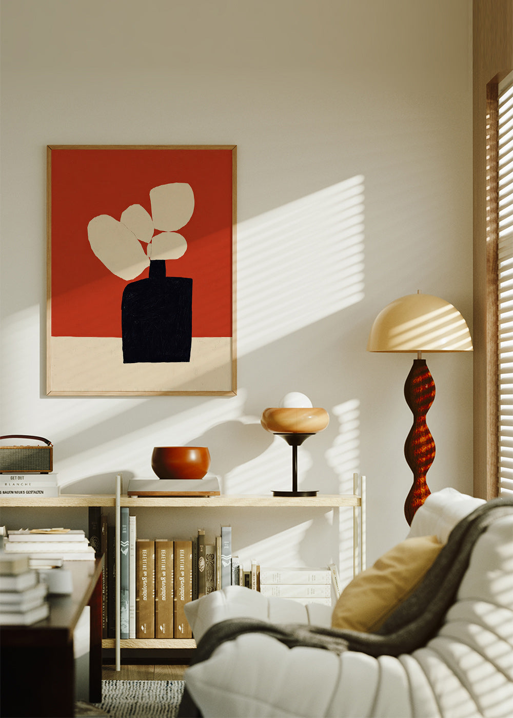 Botanical print with black vase