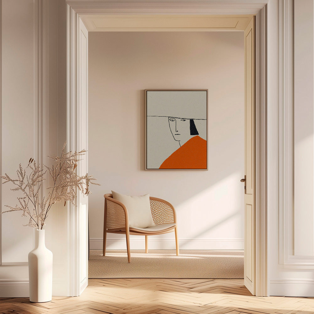 Minimal illustration with orange cloak