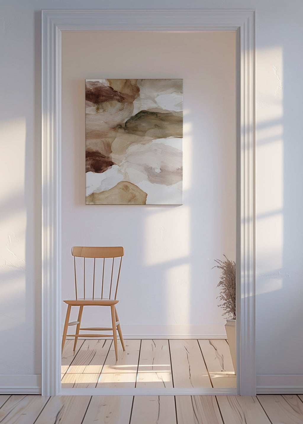 Abstract artwork in earth tones with soft brushwork