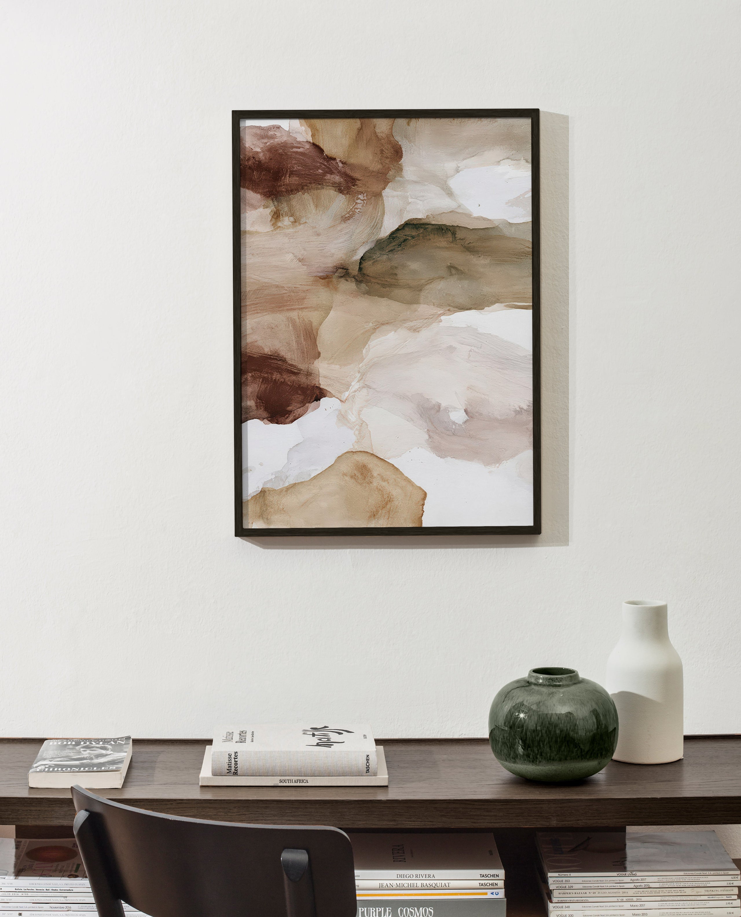 Abstract artwork in earth tones with soft brushwork
