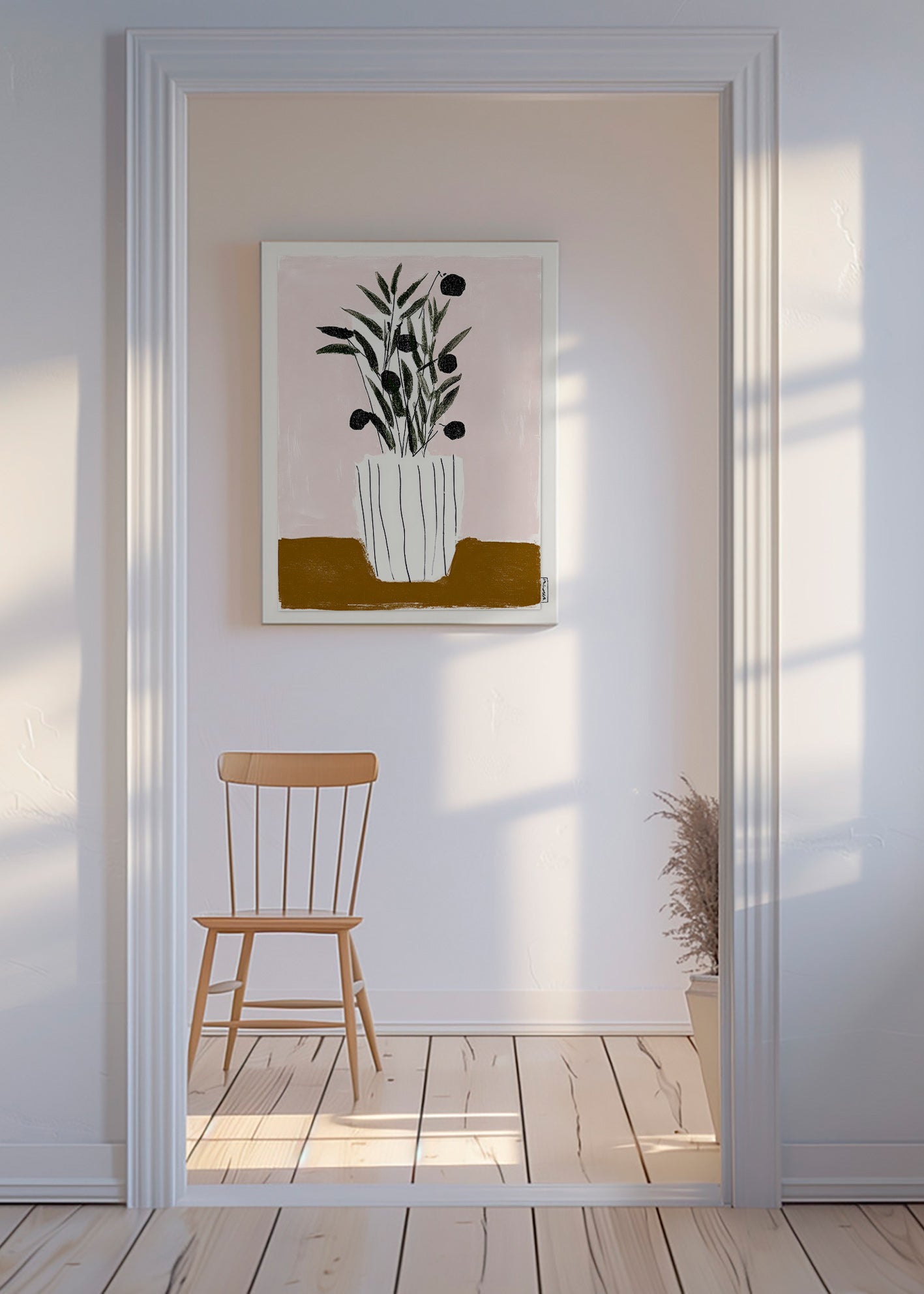 Botanical print with olive branches