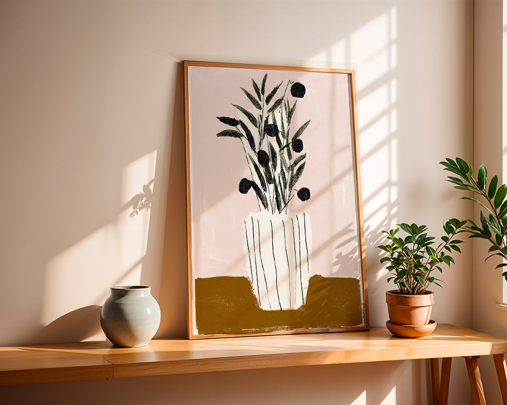 Botanical print with olive branches