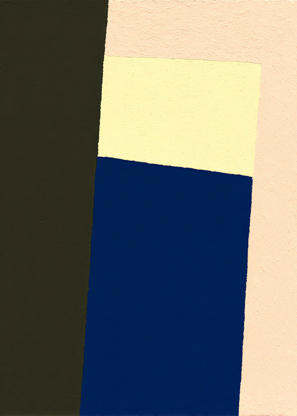 Geometric poster with vertical blue block