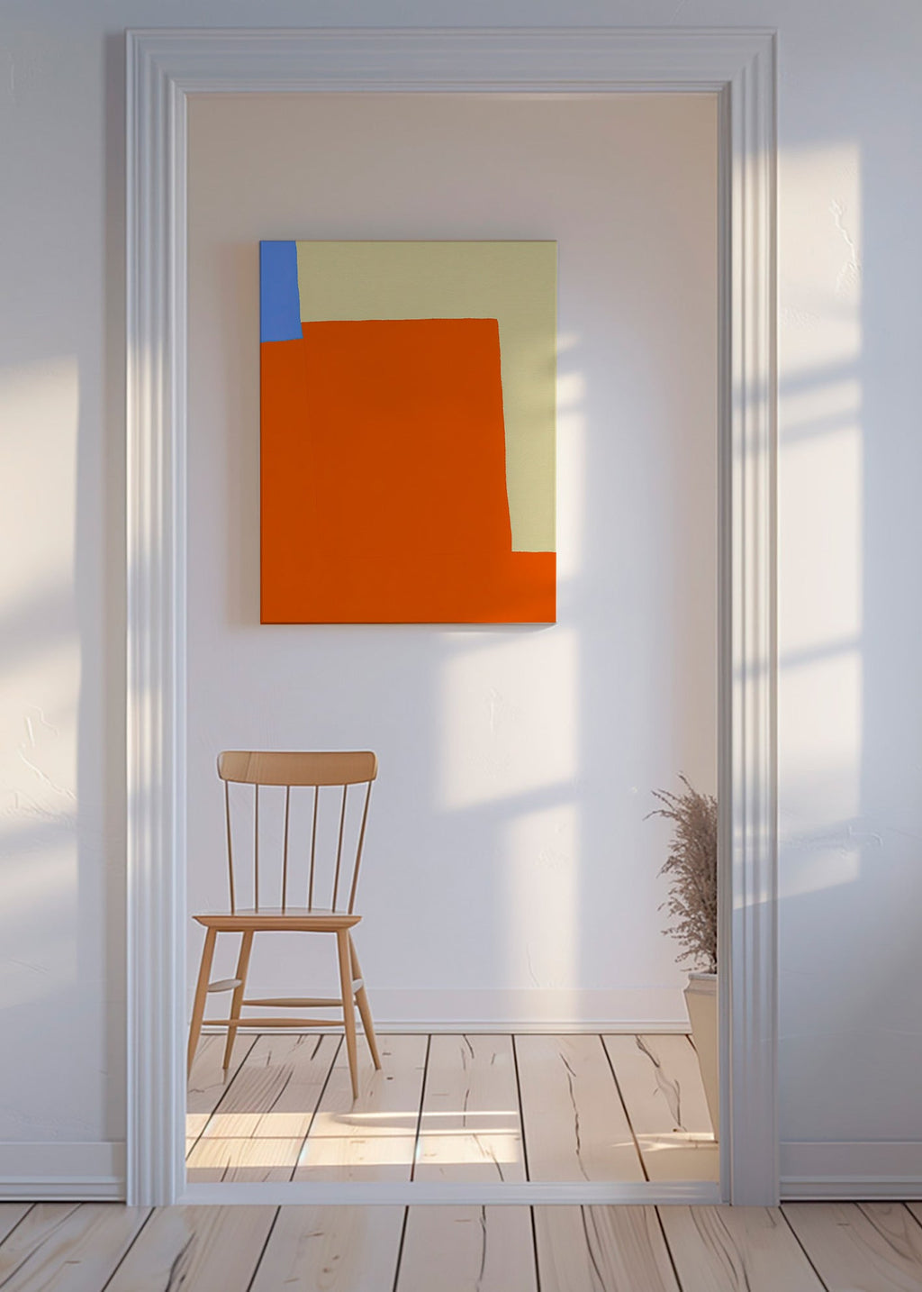 Abstract artwork with orange blocks