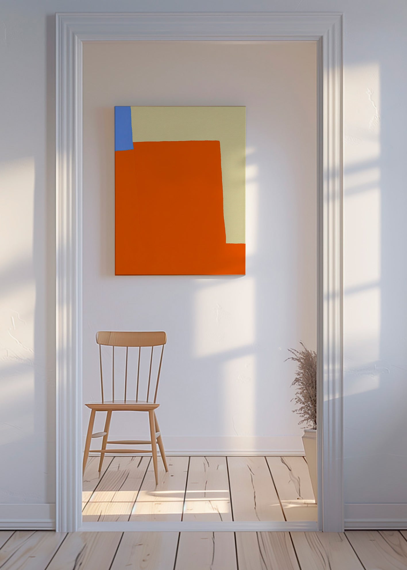 Abstract artwork with orange blocks