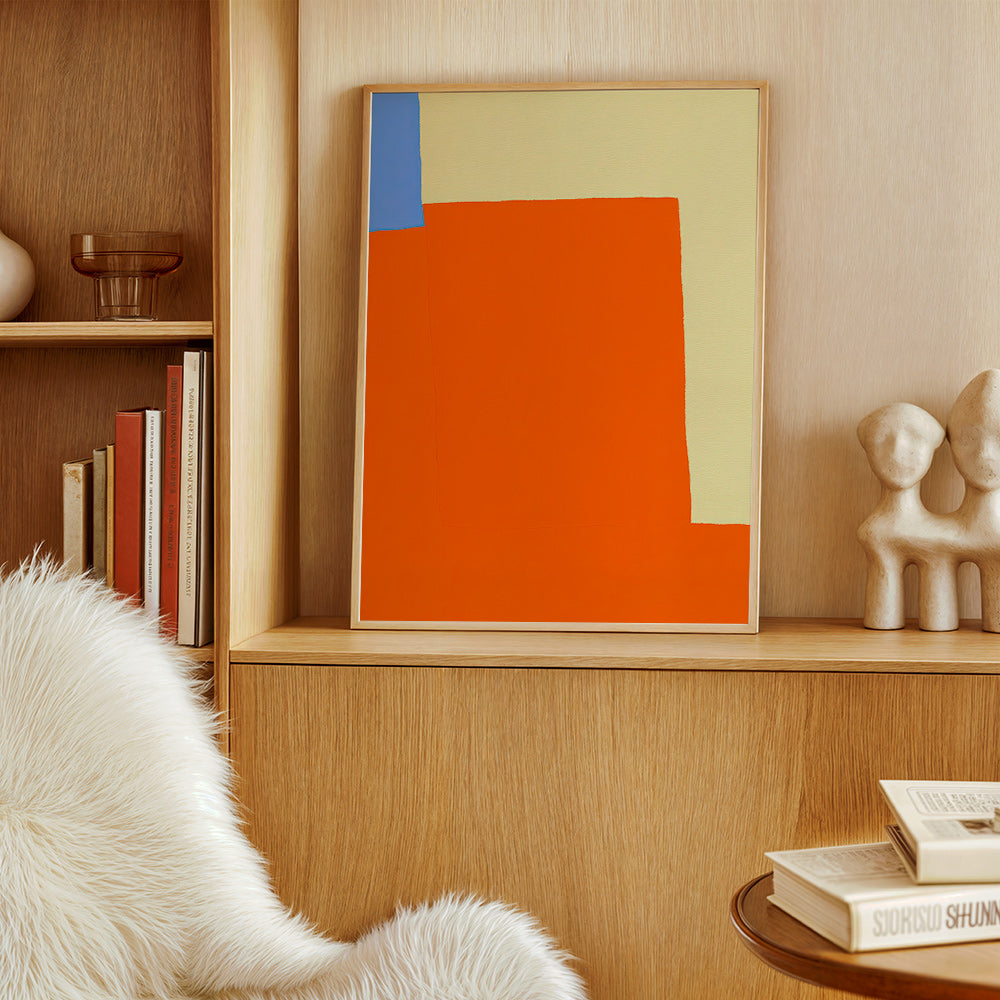Abstract artwork with orange blocks