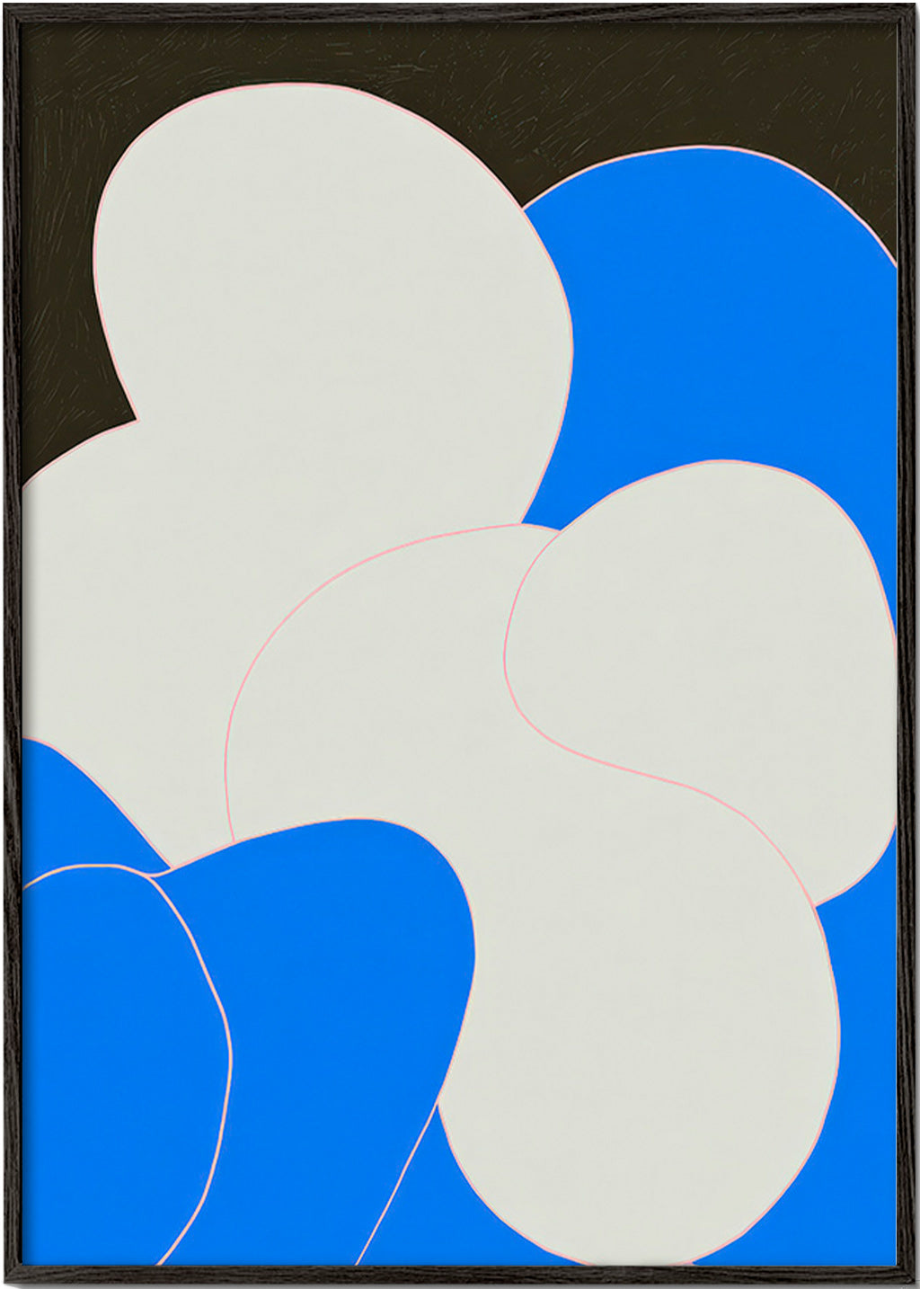 Abstract artwork: organic blue and white forms