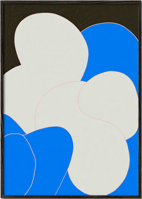 Abstract artwork: organic blue and white forms
