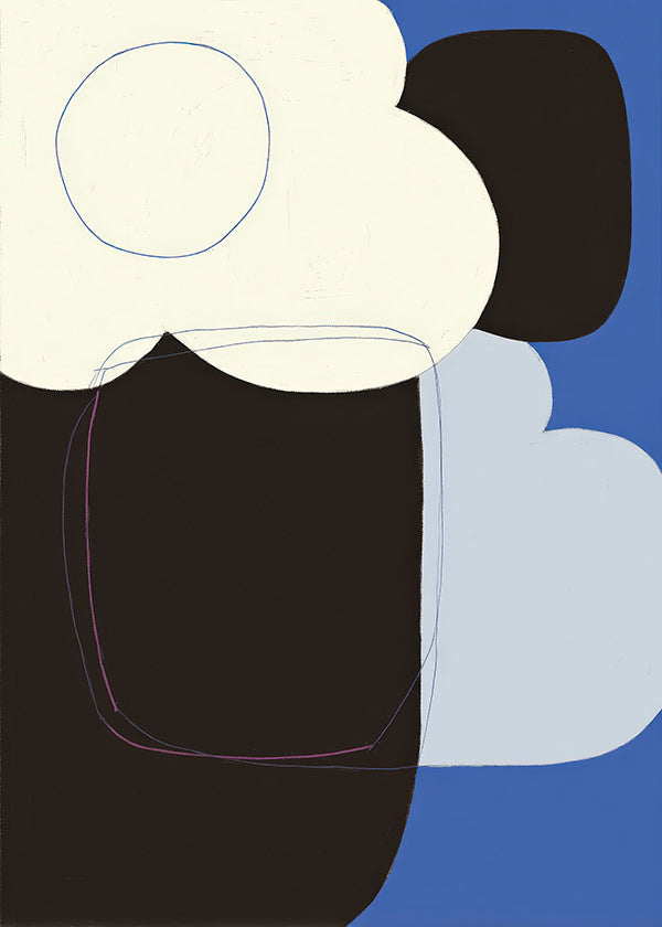 Abstract artwork with organic blue forms
