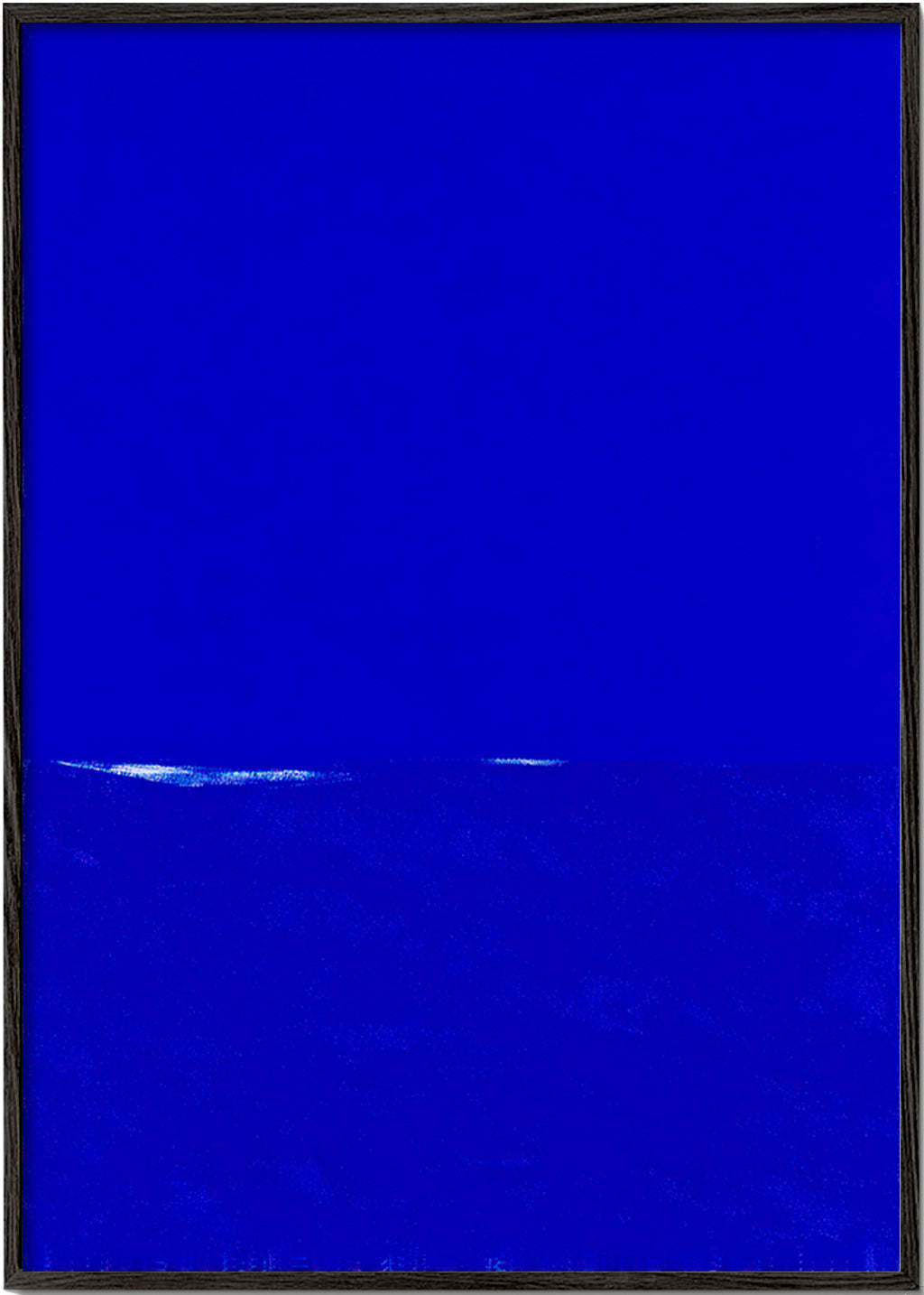Blue abstract artwork with subtle horizon