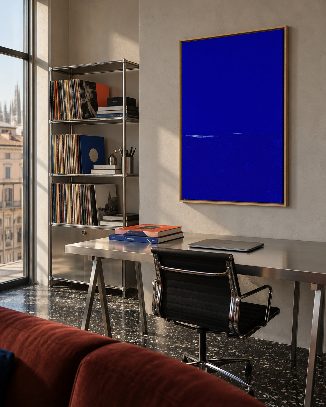 Infinite Blue - Framed canvas in an interior