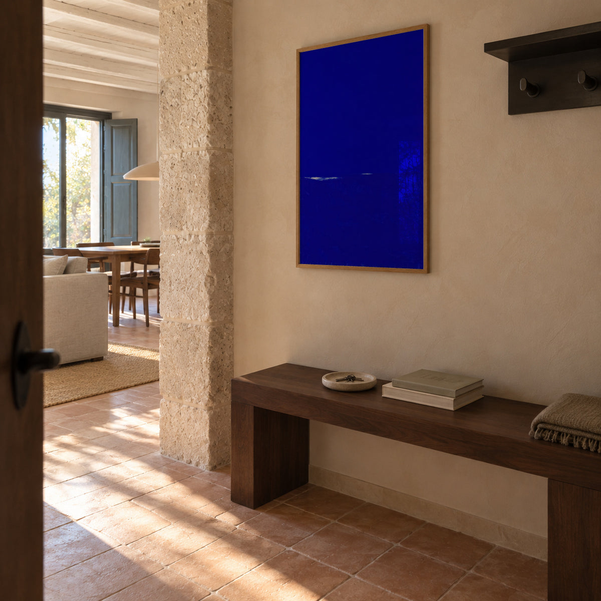 Infinite Blue - Framed poster in an interior