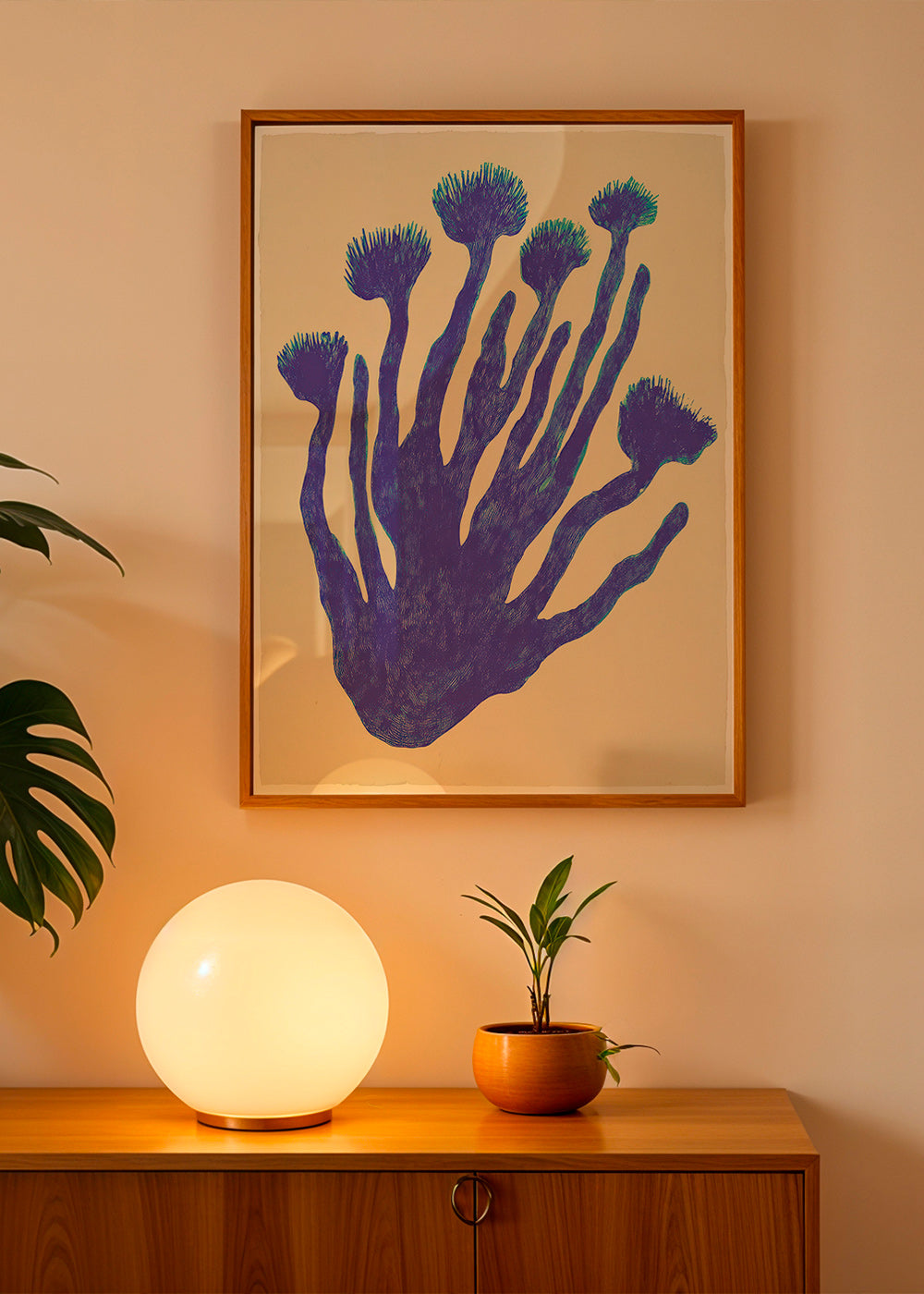 Botanical print Indigo Coral study