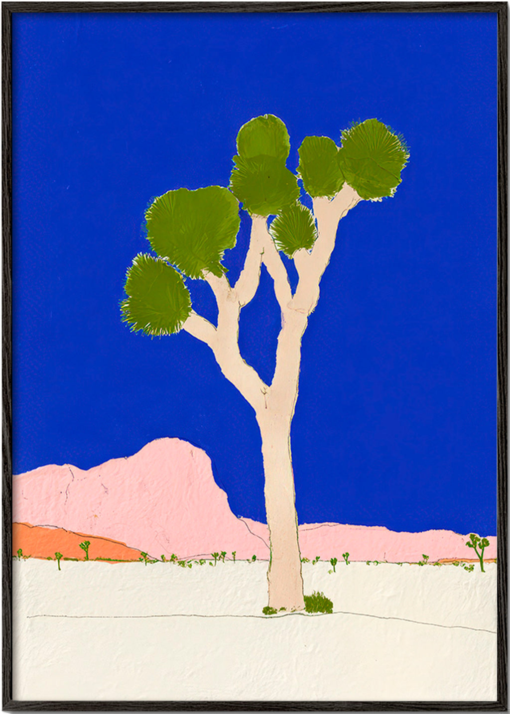 Landscape art: desert tree against vivid blue sky