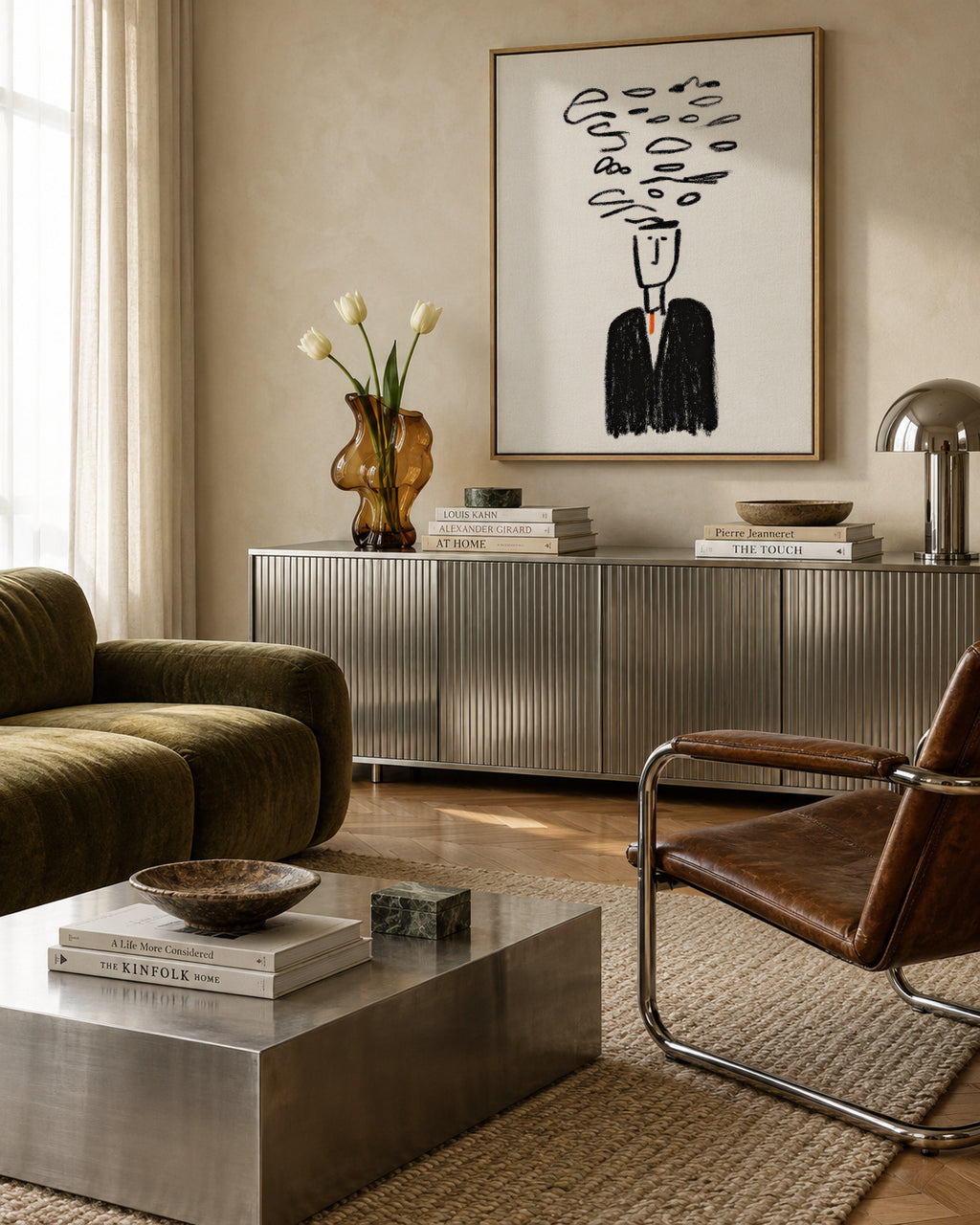 Smoke Thoughts - Framed canvas in an interior