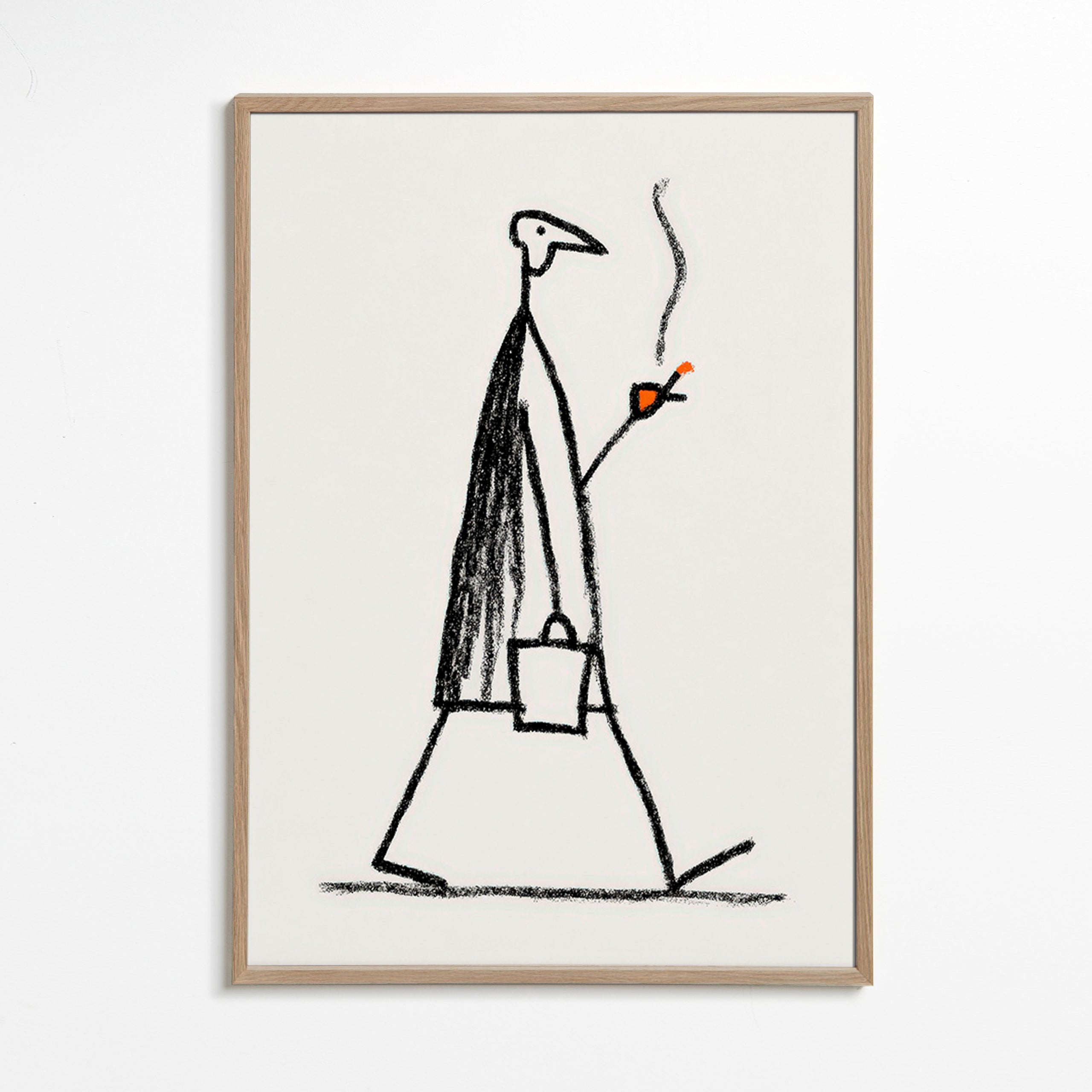 Illustration of walking smoking figure