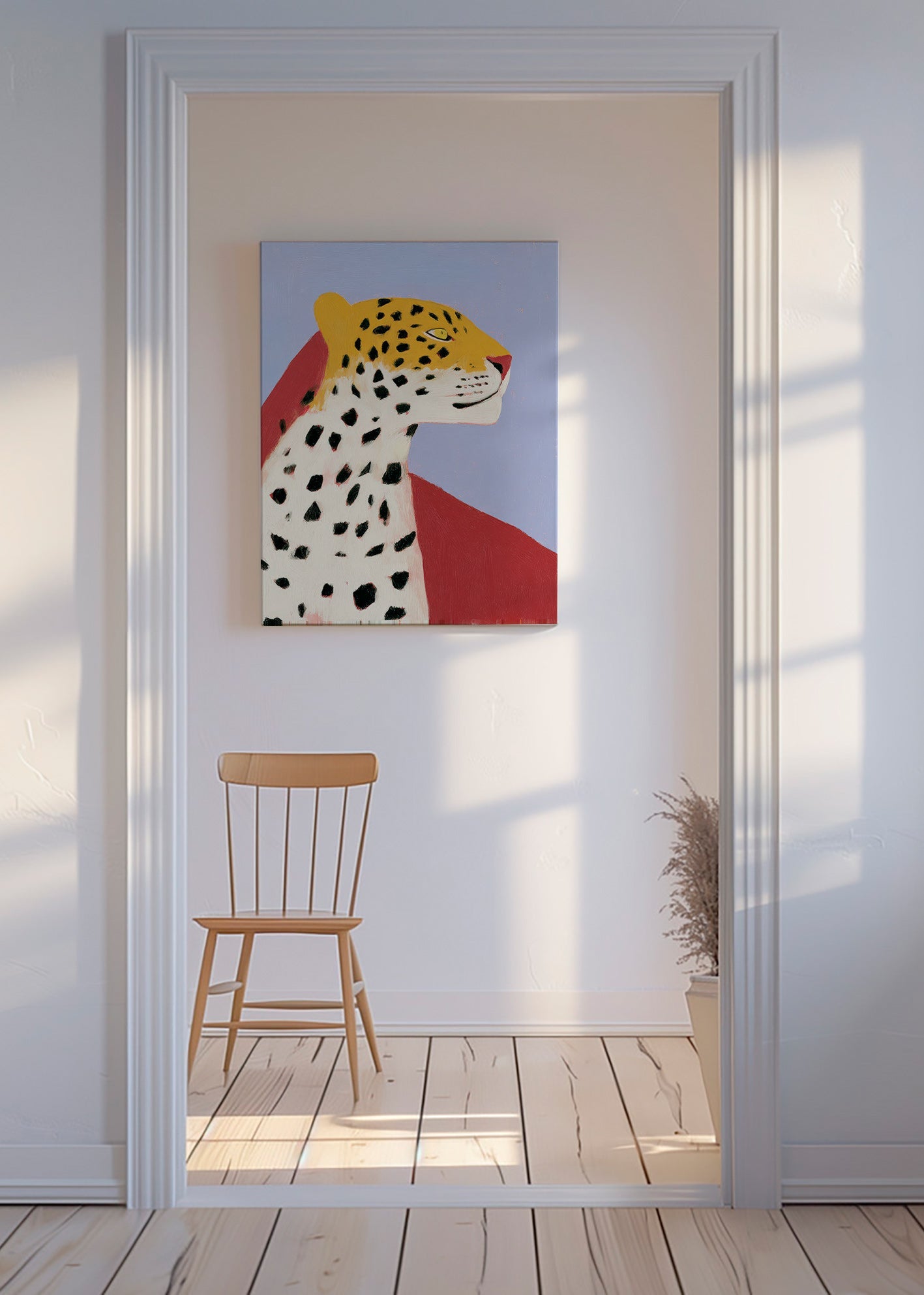 Leopard Profile on Lavender Background