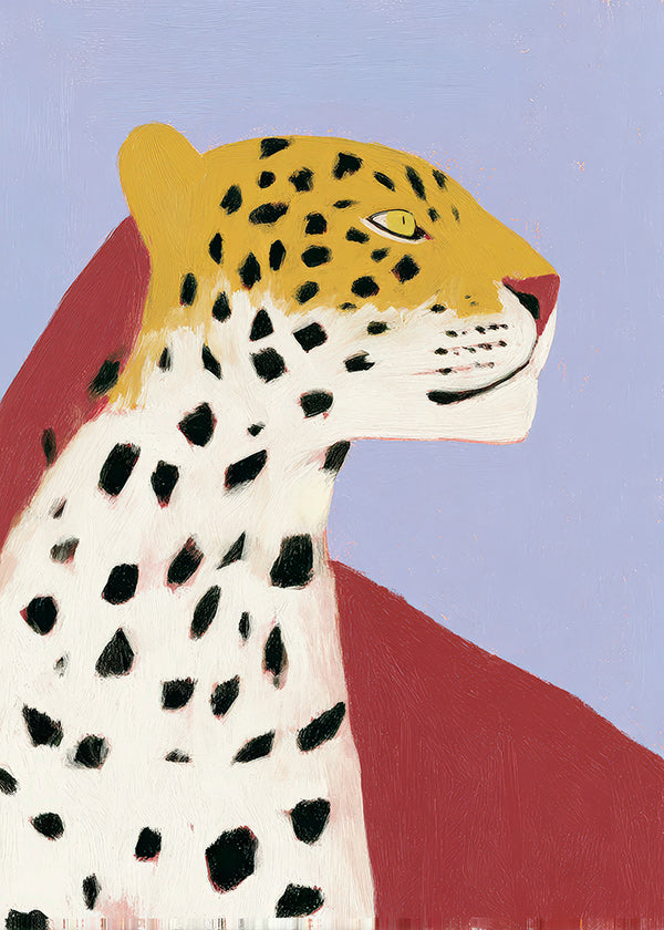 Leopard Profile on Lavender Background