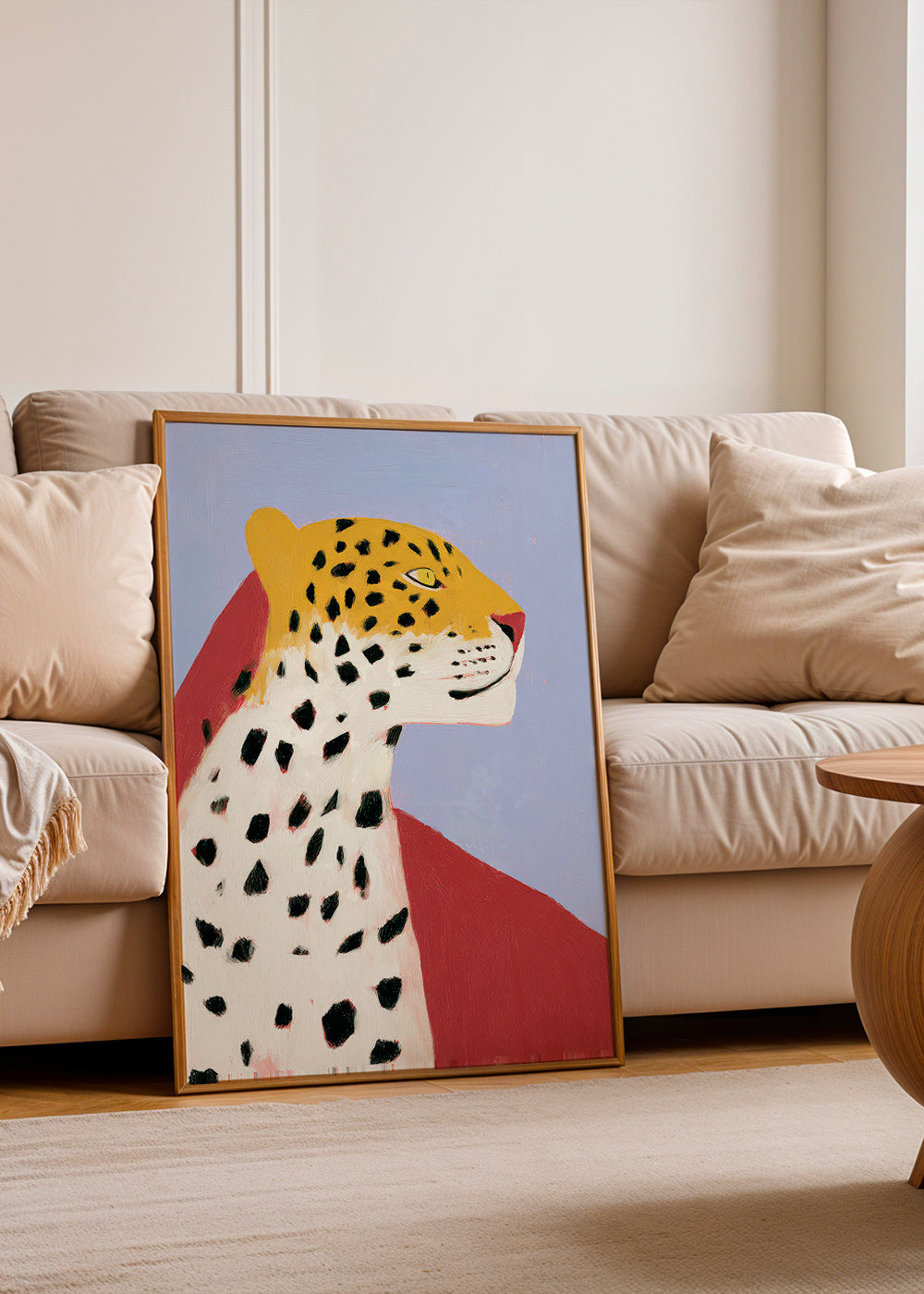 Leopard Profile on Lavender Background