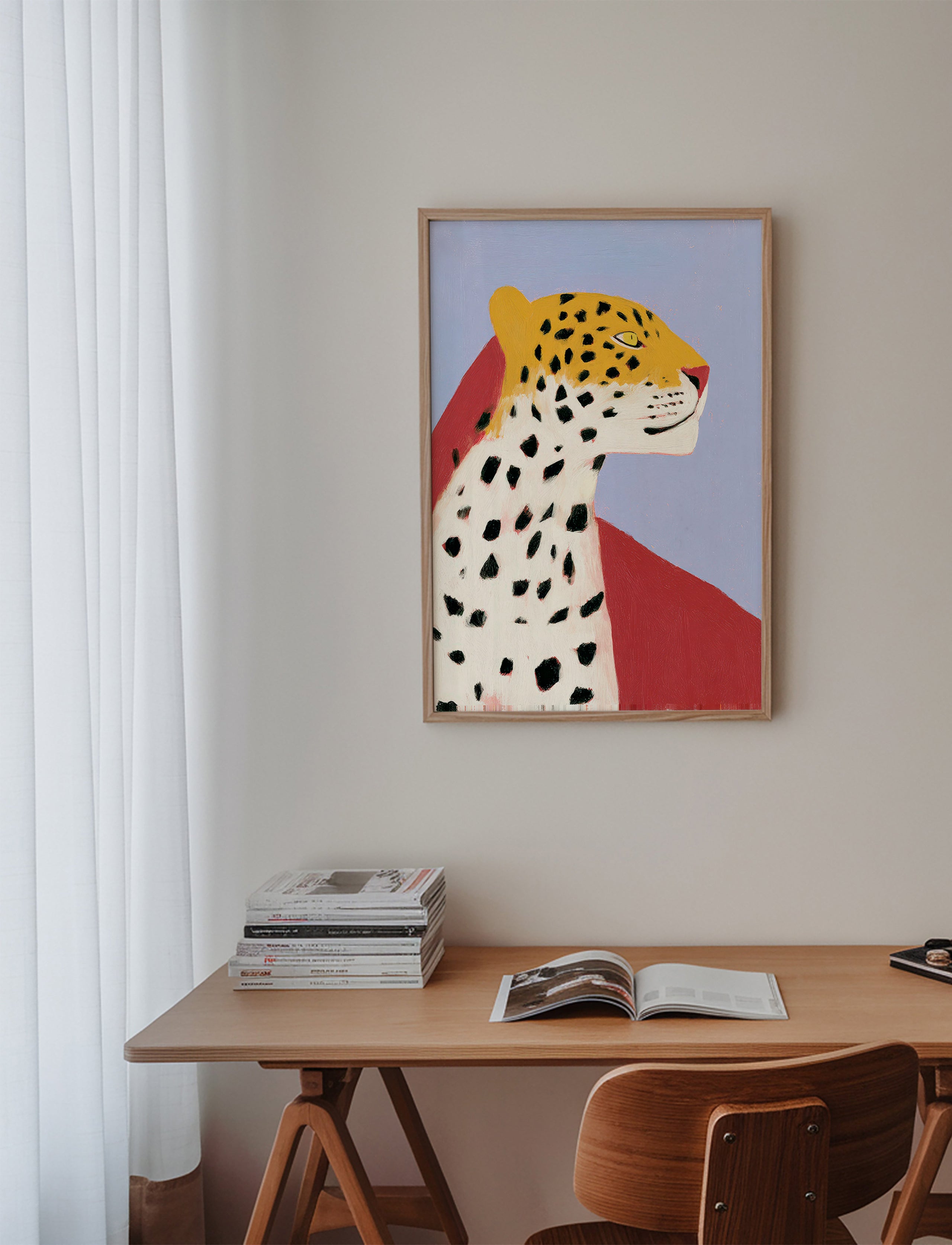 Leopard Profile on Lavender Background
