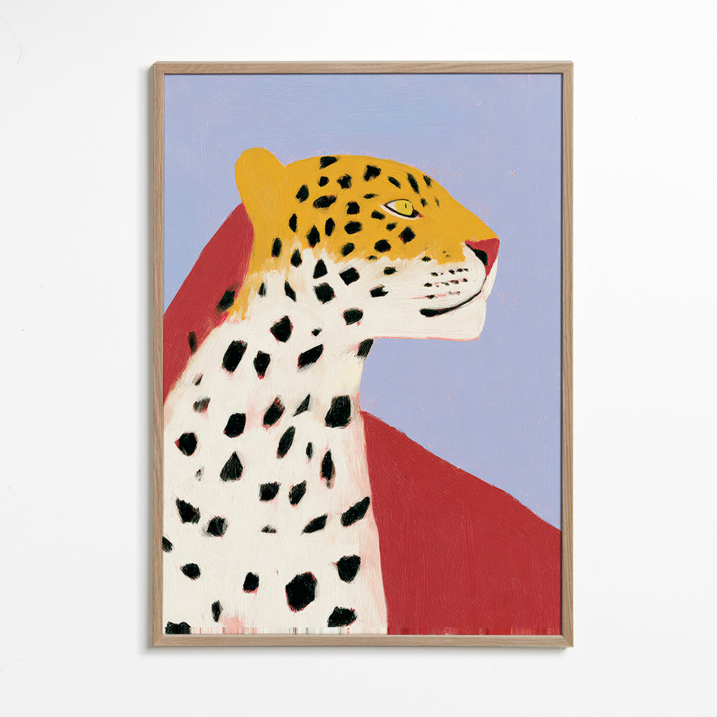 Leopard Profile on Lavender Background