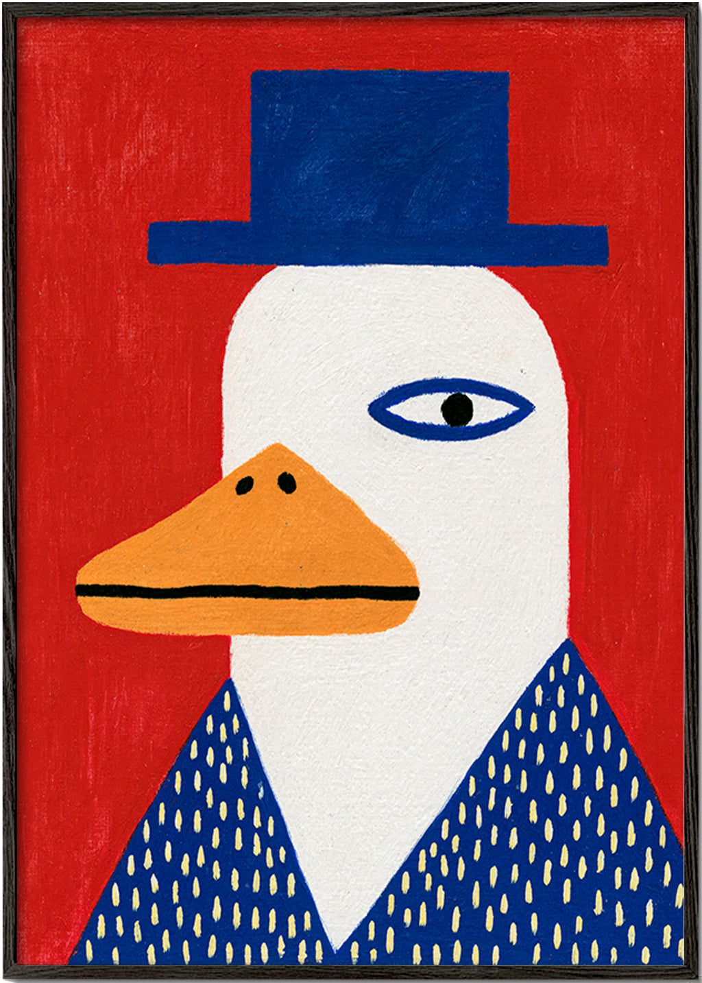 Duck portrait with blue hat