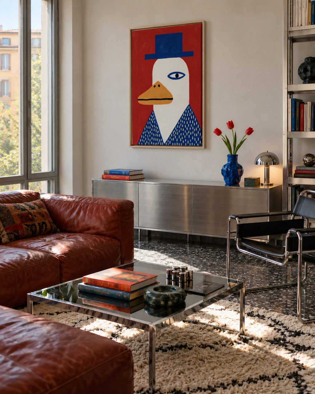 Duck Portrait - Framed canvas in an interior