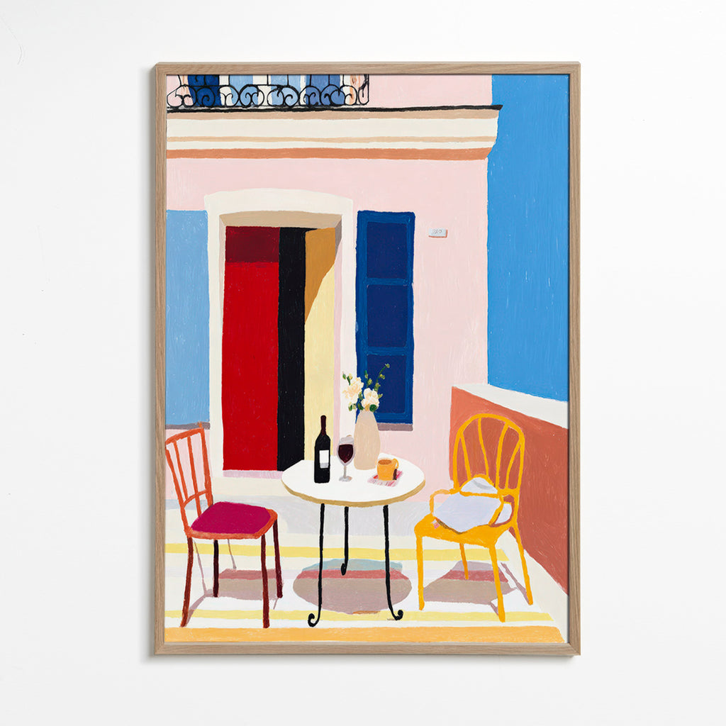 Kitchen art: sunny Italian balcony scene