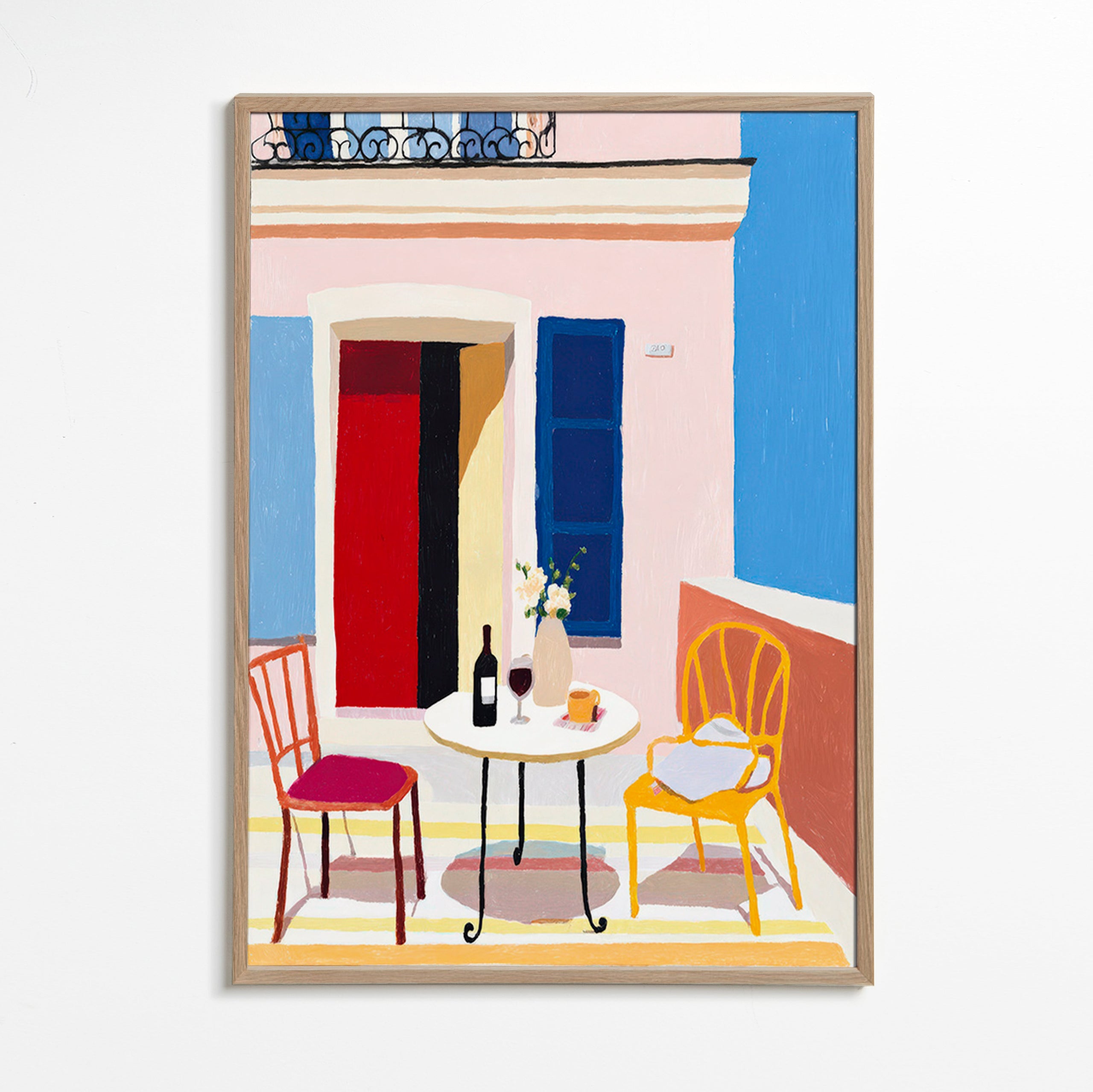 Kitchen art: sunny Italian balcony scene