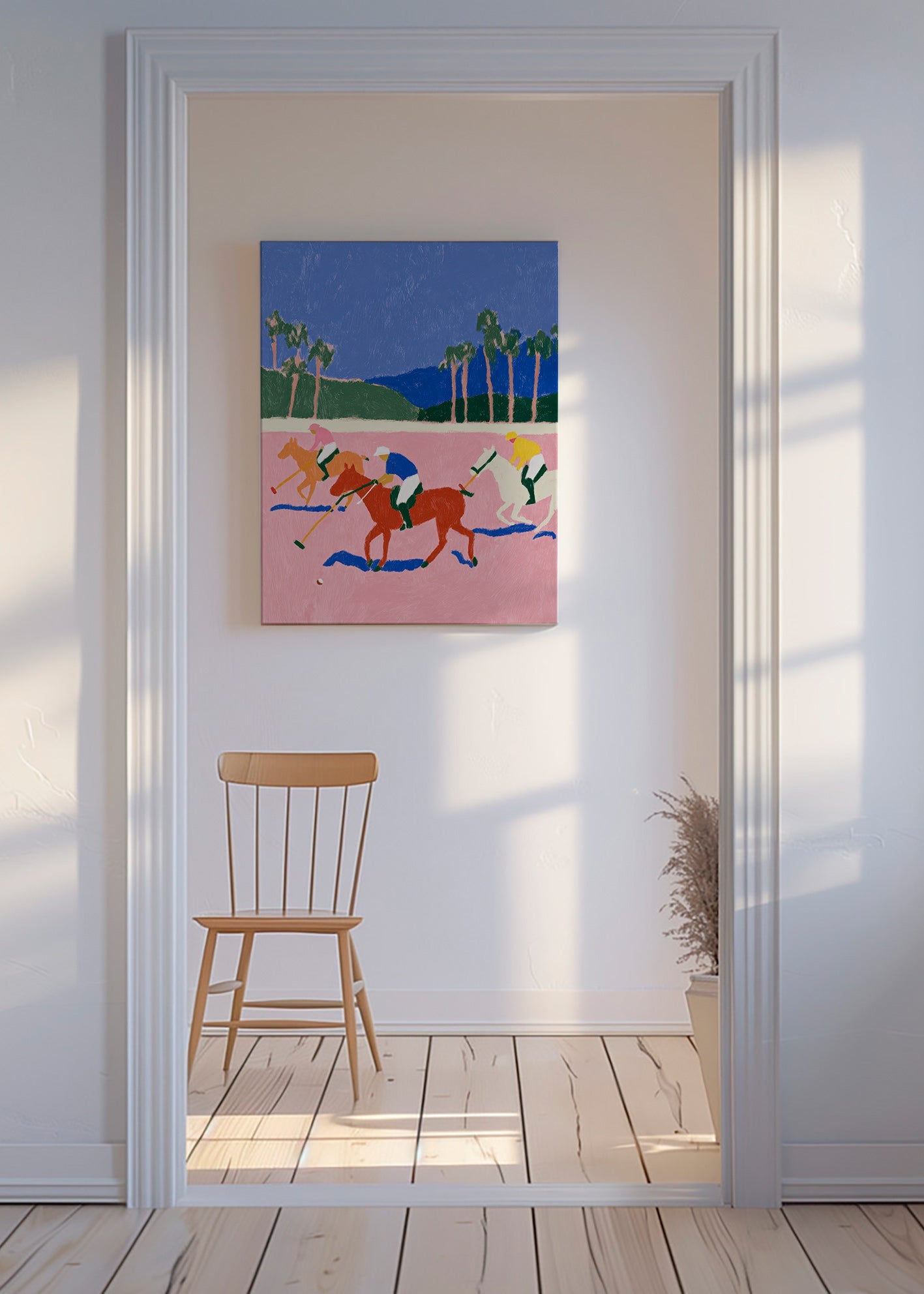 Polo sport painting in pink