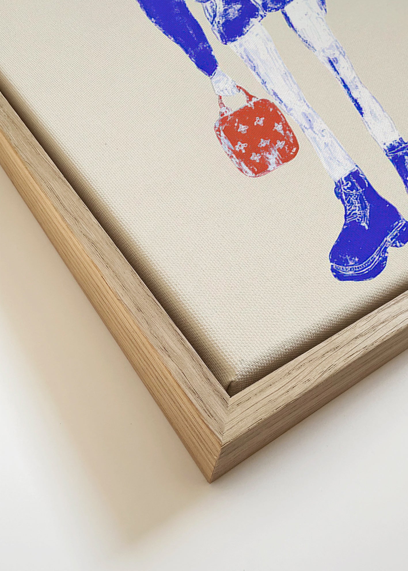 Blue figure illustration with bag